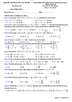 Đề giữa kỳ 1 Toán 10 năm 2023 – 2024 trường THPT Nguyễn Tất Thành – Đắk Nông