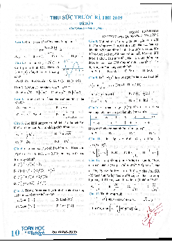 Đề thử sức trước kỳ thi THPTQG 2019 môn Toán – Toán Học Tuổi Trẻ (Đề số 6)