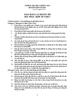 Ngân hàng câu hỏi ôn tập môn kinh tế vi mô | Trường đại học Thương mại