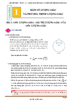 Chuyên đề hàm số lượng giác và phương trình lượng giác Toán 11 Cánh Diều