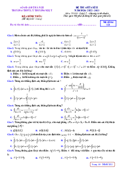 Đề giữa kì 2 Toán 12 năm 2022 – 2023 trường THPT Lý Thường Kiệt – Hà Nội