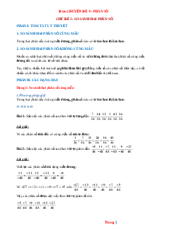 Phương pháp so sánh hai phân số Toán 6 (có lời giải chi tiết)