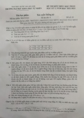 Đề thi hết môn học kì 1 Xác suất thống kê học năm học 2025-2026  - trường đại học Khoa học tự nhiên – Đại học quốc gia hà nội.