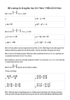 Đề cương ôn tập giữa học kì 2 môn Toán 7 sách Kết nối tri thức với cuộc sống