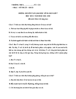 Đề cương ôn tập học kì 2 môn Giáo dục công dân 7 sách Chân trời sáng tạo