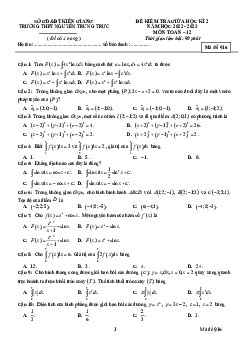 Đề giữa kì 2 Toán 12 năm 2022 – 2023 trường THPT Nguyễn Trung Trực – Kiên Giang