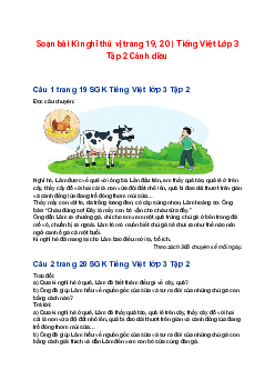 Soạn bài Kì nghỉ thú vị trang 19, 20 | Tiếng Việt Lớp 3 Tập 2 Cánh diều