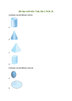 Bài tập cuối tuần lớp 2 môn Toán Kết nối tri thức - Tuần 23