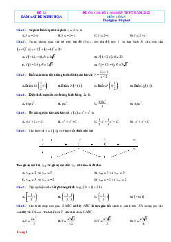 Đề Luyện Thi Môn Toán 2022 Bám Sát Đề Minh Họa Có Lời Giải Chi Tiết-Đề 12
