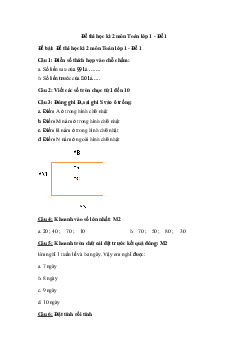 Đề thi học kì 2 môn Toán lớp 1 sách Cùng học để phát triển năng lực - Đề 1