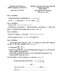 Đề khảo sát HSG Toán 8 năm 2023 – 2024 phòng GD&ĐT Ninh Giang – Hải Dương