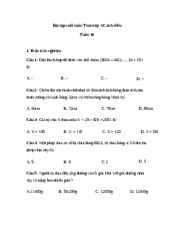 Bài tập cuối tuần Toán lớp 4 Cánh diều - Tuần 16