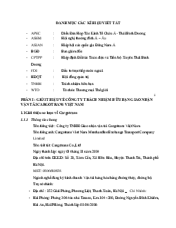 Tiểu luận: " Thực trạn hoạt động và công ty trách nhiệm hữu hạn giao nhận vận tải CARGOTRANS trong thời gian qua"