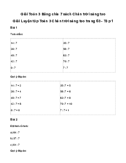 Giải Toán 3: Bảng chia 7 | Chân trời sáng tạo