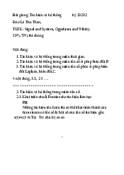 Tín hiệu và hệ thống kỳ 2020 môn Lý thuyết mạch | Đại học Bách Khoa, Đại học Đà Nẵng
