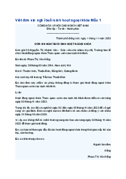Viết đơn xin nghỉ buổi sinh hoạt ngoại khóa vì lí do sức khỏe | Tập làm văn lớp 4