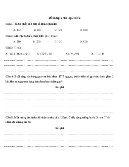 Đề ôn tập ở nhà lớp 3 số 52 - (Ngày 30/4)
