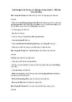 Giải bài tập SGK Tin học 12: Bài tập và thực hành 6 - Mẫu hỏi trên một bảng