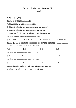 Bài tập cuối tuần Toán lớp 4 Cánh diều - Tuần 3