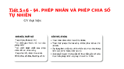 Giáo án điện tử Toán 6 Bài 4 Cánh diều: Phép nhân, phép chia các số tự nhiên