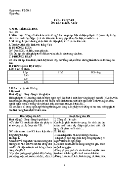 Giáo án tự chọn Ngữ Văn 12 cả năm