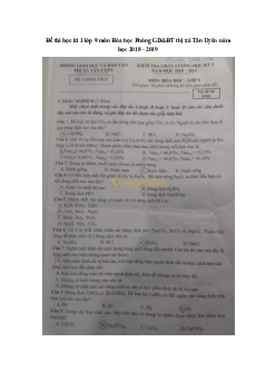 Đề thi học kì 1 lớp 9 môn Hóa học Phòng GD&ĐT thị xã Tân Uyên năm học 2018 - 2019