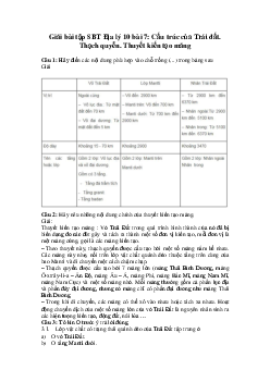 Giải bài tập SBT Địa lý 10 bài 7: Cấu trúc của Trái đất - Thạch quyển - Thuyết kiến tạo mảng