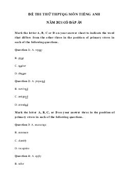 Đề thi thử THPT Quốc gia môn Tiếng Anh năm 2021 trường THPT Vĩnh Phúc lần 2 (có đáp án)