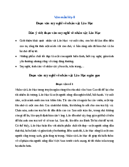 Văn mẫu lớp 8: Đoạn văn suy nghĩ về nhân vật Lão Hạc (13 mẫu) Ngữ Văn 8 | Cánh diều
