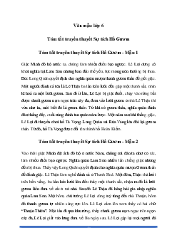 Văn mẫu lớp 6: Tóm tắt truyền thuyết Sự tích Hồ Gươm (11 mẫu) - Chân Trời Sáng Tạo