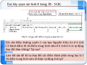 Giáo án điện tử Tin học 7 bài 8 Chân trời sáng tạo: Sử dụng địa chỉ ô tính trong công thức