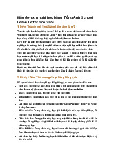 Mẫu đơn xin nghỉ học bằng Tiếng Anh School Leave Letter mới 2024