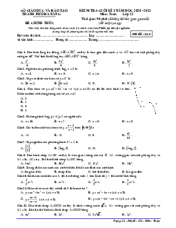 Đề kiểm tra cuối kì 1 Toán 12 năm học 2020 – 2021 sở GD&ĐT Đà Nẵng