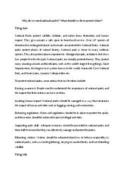 Why do we need national parks? What should we do to protect them?