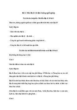 Địa lí 10 Bài 1: Môn Địa lí với định hướng nghề nghiệp - Kết Nối Trí Thức