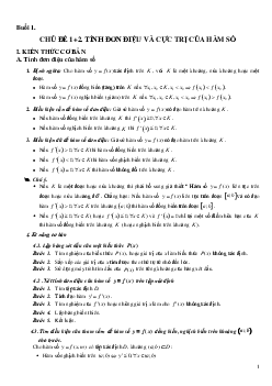 Toán 12 Chuyên đề: Khảo sát sự biến thiên và vẽ đồ thị của hàm số
