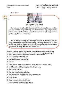 Phiếu Bài tập cuối tuần tiếng Việt lớp 2 Học kì 2 | Cánh diều Tuần 30 cơ bản