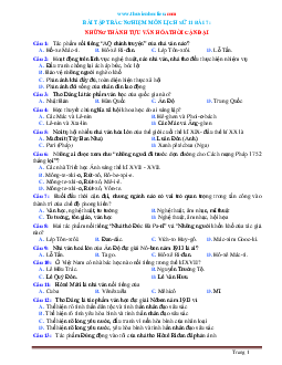 Trắc nghiệm Sử 11 bài 7:Những thành tựu văn hóa thời cận đại (có đáp án )