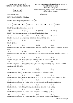 Đề thi cuối học kì 1 Toán 11 năm 2021 – 2022 trường THPT Quảng Xương 2 – Thanh Hóa