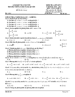 Đề giữa kỳ 1 Toán 11 năm 2022 – 2023 THPT Lương Ngọc Quyến – Thái Nguyên
