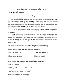 Bài tập ôn hè lớp 2 lên lớp 3 năm 2024 môn Tiếng Việt - Đề 6