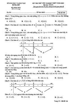 Đề thi thử THPT Quốc gia năm 2023 môn Toán Sở GD&ĐT Hưng Yên (có đáp án)