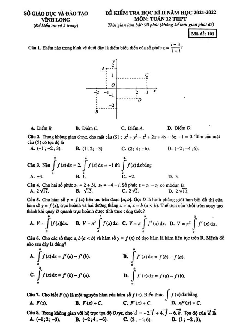 Đề kiểm tra học kì 2 Toán 12 năm 2021 – 2022 sở GD&ĐT Vĩnh Long