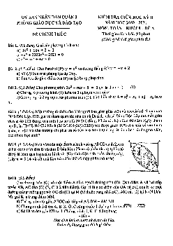 Đề thi giữa kỳ 2 Toán 9 năm 2020 – 2021 phòng GD&ĐT Quận 3 – TP HCM