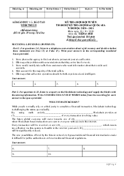 Đề thi chọn học sinh giỏi lớp 12 THPT và đội tuyển dự thi học sinh giỏi Quốc gia THPT tỉnh Ninh Thuận năm học 2020-2021