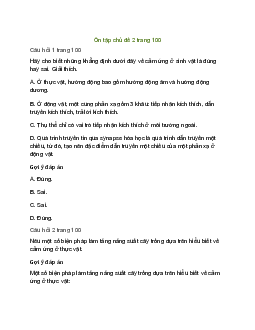 Ôn tập chủ đề 2: Cảm ứng ở sinh vật | Giải Sinh 11 Cánh diều