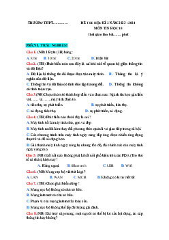 Giải đề thi học kì 1 môn Tin học 10 năm 2023 - 2024 sách Cánh diều đề 4