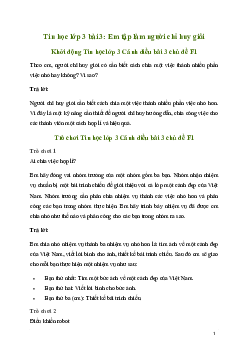 Giải Tin học lớp 3 Bài 3: Em tập làm người chỉ huy giỏi | Cánh diều