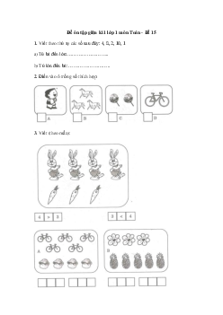 Đề ôn tập giữa học kì 1 môn Toán lớp 1 - Đề 15
