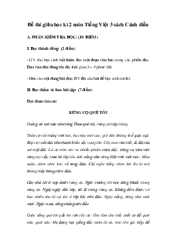 Đề thi giữa học kì 2 môn Tiếng Việt 3 năm 2023 - 2024 (Đề 2) | Cánh diều